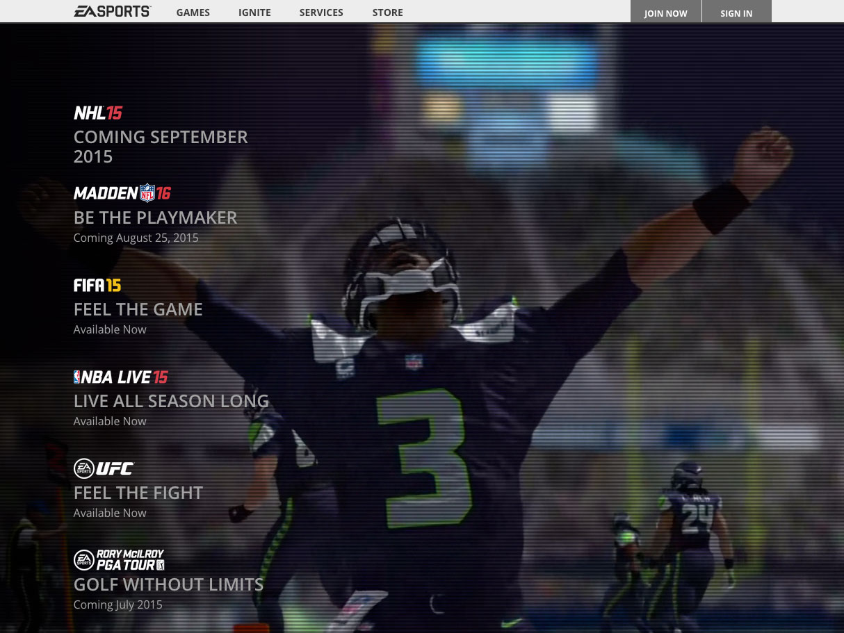Here in the closing shot of the easports.com homepage video you see Russel Wilson raising his arms in triumph